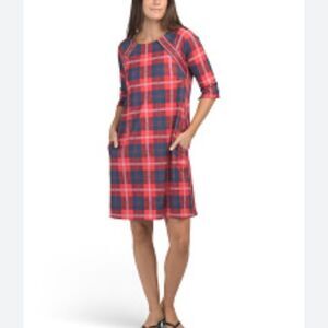 Gretchen Scott Dress Womens Sz S ButterCup Plaid Swing Middelton Buttons Mini